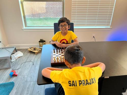 Tanav and Sai Prajay playing chess in Texas - US