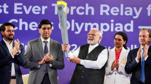 PM Modi during torch relay in chess Olympiad 2022